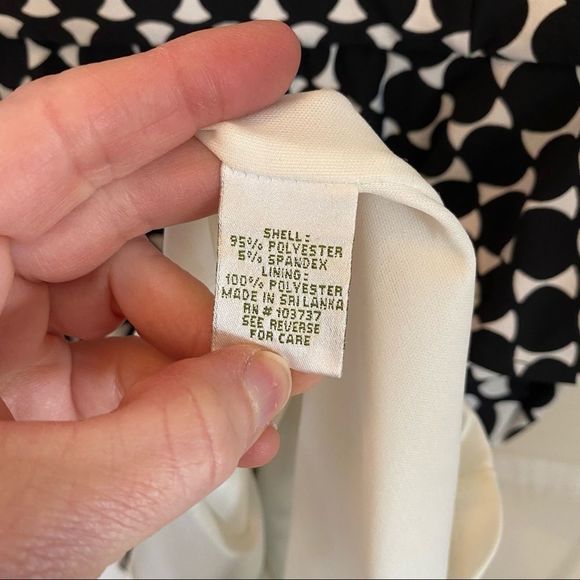 Donna Morgan black and cream peplum waist dress size 8 fully lined - Picture 6 of 9